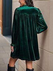 preiswerte Einfaches Kleid-Damen Minikleid Samtkleid Freizeitkleid Mode Modern Täglich Date Wochenende Normale Passform Einfach Langarm V Ausschnitt Wein Marineblau Orange Grün Herbst Winter