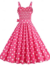 levne Šaty-Retro 50. léta Rockabilly Polední Šaty Houpací šaty Flare šaty S páskem Popruh na špagety Puntíkované A-Linie Dámské Karneval Denní nošení Čajový dýchánek Retro tematická párty Dospělí Šaty Jaro léto