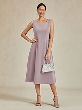 cheap Cocktail Dress-Women&#039;s Midi Dress Sheath Dress A Line Dress Elegant Wedding Party Wedding Guest Regular Fit Solid Color Sleeveless V Neck Gray Pink Black Burgundy Navy Blue Summer Spring Fall Winter