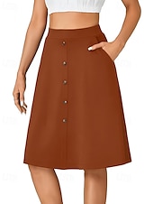 abordables Jupes unies-Femmes Jupe Occasionnel Au-dessus du genou Taille Basse Jupes Uni Avec Poches Micro-Élastique Vacances Rue Noir Rouge Bleu Marron Automne Polyester