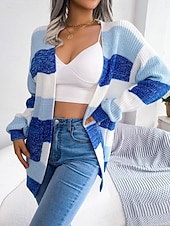 ieftine Cardigane și îmbrăcăminte exterioară-Pentru femei Pulover Bluza Elegant Modă Șic Stradă Dungi Culoare pură Deschis frontal Tricotat Manșon Lung Topuri obișnuite Tricotat În aer liber Zilnic Sfârșit de săptămână Negru Roșu Vin Toamn
