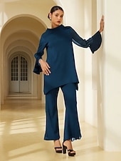 preiswerte Blusen-Damenbluse für Hochzeitsgäste, Partys, schwarz, hoher Halsausschnitt, Chiffon, Modal, Patchwork, ausgestellte Manschetten, schmale Passform, elastisch, elegant, lässig, Bürokleidung