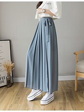 economico gamba larga e vita alta-Per donna Gamba larga Chinos Casual Lunghezza intera Naturale Semplice Gamba larga Coulisse Comodo Traspirabilità Casual Quotidiano Nero Rosa Blu Primavera Autunno Vestibilità comoda