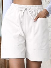 ieftine Pantaloni scurti-Pentru femei chinez Pantaloni Scurți De Bază Casual Scurt Talie Înaltă Simplu Buzunar Curea elastică Confortabil Απαλό Comfortabil Strech În aer liber Stradă Caisă Alb Roz Îmbujorat Albastru piscină