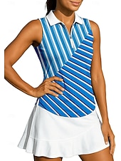 economico Camicia Donna-Per donna Geometrico A righe Maglietta sportiva Polo da golf Maglia da tennis Senza Maniche Cerniera Floreale UPF50+ Resistente ai Raggi UV Alta elasticità Traspirante Tennis Golf Pickleball Collo