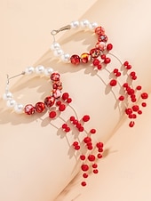 abordables Accesorios de Halloween-Conjunto de joyas de Halloween con gotas de sangre para mujer: gargantilla, pulsera y pendientes de perlas y cuentas rojas para fiestas de disfraces y eventos espeluznantes.