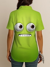 abordables Animaux Tops-Femmes Chemise Graphique 3D ancien Tropical Quotidien Sans manches Manche Courte Col de chemise Hauts Réguliers Quotidien Jaune Rose Claire Vert Été Printemps
