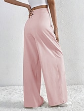 economico gamba larga e vita alta-Per donna Gamba larga Pantaloni Streetwear Casual Lungo Vita Alta Semplice Traspirabilità Morbido Micro-elastico Vacanza Streetwear Abbigliamento quotidiano Nero Rosa Blu chiaro Albicocca Autunno