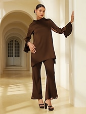 preiswerte Blusen-Damenbluse für Hochzeitsgäste, Partys, schwarz, hoher Halsausschnitt, Chiffon, Modal, Patchwork, ausgestellte Manschetten, schmale Passform, elastisch, elegant, lässig, Bürokleidung