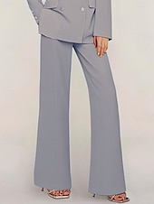 cheap Mom&#039;s Pant Suits-Pants Mother of the Bride Elegant Floor Length Ankle Length Solid Color