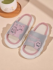 baratos Chinelos de mulher-Pantufas femininas estilo cat paw slide – pantufas com solado de espuma macio e aberto para ambientes internos, ideais para a vida no dormitório, relaxamento em casa e noites aconchegantes