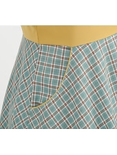 abordables Robes-Rétro Vintage Années 1950 Rockabilly Midi Robe Robe trapèze Robe Évasée Nœud À carreaux Vichy Femmes Carnaval Saint-Valentin Tenue quotidienne Fête du thé Soirée à thème rétro Adulte Robe Automne
