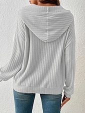 billige Teksturert hettegensere og sweatshirt-Dame Pullover hettegenser-genser عادي Gatemote Fritid Behagelig Langermet Med hette Vanlige topper Gate Ferie Ut på byen Lomme foran Svart Beige Grå Høst