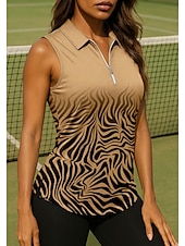 abordables Camisa de Mujer-Mujer Tops Camisa deportiva Camisas de polo Camiseta de tenis Sin Mangas Cremallera UPF50+ Resistente a los rayos UV Alta elasticidad Dispersor de humedad Transpirable Tenis Golf pepinillo Cuello