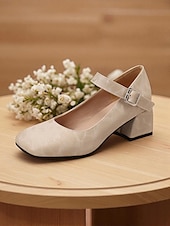 abordables Block Heels-Chaussures Mary Jane violettes à talons carrés pour femmes – Escarpins habillés en similicuir à bout rond avec bride réglable pour dames, idéales pour les sorties quotidiennes, les événements scolaires ou le bureau