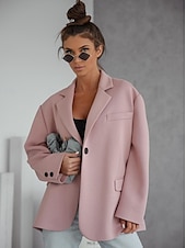 cheap Blazers &amp; Suits-Women&#039;s Blazer Formal Patchwork Solid Color Casual / Daily Elegant Regular Fit Outerwear Long Sleeve Fall Maroon S