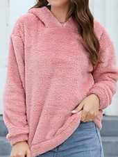 economico Parka attivo-Per donna Felpa con cappuccio Semplice Streetwear Casual Manica Lunga Con Cappuccio Top Regolari Streetwear Ferie Uscire Rosa Inverno