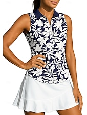 economico Camicia Donna-Per donna Floreale Maglietta sportiva Polo da golf Maglia da tennis Senza Maniche Cerniera Floreale UPF50+ Resistente ai Raggi UV Alta elasticità Traspirante Tennis Golf Pickleball Collo ripiegato