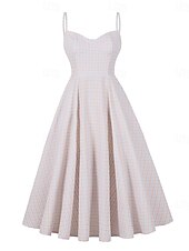 olcso Ruhák-Retró 1950-es Rockabilly Déli Flapper ruha Swing ruha Spagetti szíj Fit and Flare Zsebekkel Kockás Női Álarcos mulatság Vakáció Hétköznapi Retro témájú buli Felnőttek Ruha Tavaszi nyár