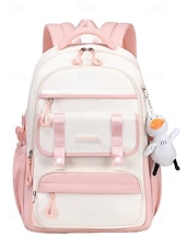 abordables Sacs à dos de Collège-Sac à dos imperméable multi-poches - sac d&#039;école de grande capacité, rangement en couches, design léger, poches latérales, adapté aux étudiants adolescents et aux navetteurs quotidiens noir rose bleu