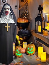 levne Klasický horor-Valak předvečer Všech svatých Cosplay kostým Maska Plná hlava Jeptiška Horor Dospělé Unisex předvečer Všech svatých Karneval Výkon Párty Jednoduché Halloweenské kostýmy Oblékněte se