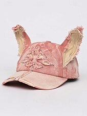 abordables Accesorios de Halloween-Gorra de béisbol vaquera desgastada para mujer con orejas de gato: sombrero vintage para disfraz de Halloween, estilo lindo y vanguardista para fiestas, cosplay y festivales.