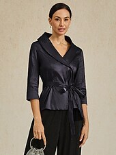 preiswerte Hosenanzüge für Mama-Zweiteilig Brautmutterkleid Elegant V Ausschnitt Knöchellänge Taft Dreiviertelarm mit Schärpe / Band Schleife(n) 2025