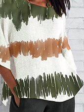 billige Kunst &amp; Design t-skjorte-Dame T skjorte Grafisk Geometrisk Batikkfarget Årgang Klassisk Fritid Halvlange ermer Crew-hals Vanlige topper Daglig Helg Strand Klær Trykt mønster Militærgrønn Sommer Vår Høst