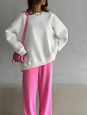 levne Jednoduché mikiny-Dámské Svetrová mikina Mikiny Bez vzoru Šik ven Na běžné nošení Dlouhý rukáv Tričkový Běžné topy ulice Dovolená Jdeme ven Bílá Světlá růžová Světle šedá Podzim Zima