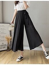 economico gamba larga e vita alta-Per donna Gamba larga Chinos Casual Lunghezza intera Naturale Semplice Gamba larga Coulisse Comodo Traspirabilità Casual Quotidiano Nero Rosa Blu Primavera Autunno Vestibilità comoda
