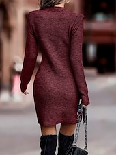 preiswerte Pulloverkleider-Damen Minikleid Freizeitkleid Winterkleid Etui-Kleid Mode Modern Täglich Date Wochenende Normale Passform Einfach Langarm Rundhalsausschnitt Weiß Wein Khaki Grau Frühling Herbst Winter