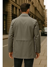 billiga Herrarnas Elite Ytterkläder-Herr Trenchcoat Formell Kontor Vår Höst Många årstider Polyester Ytterkläder Kläder Elegant Dagligen Ensfärgat Vik-över krage Enkelknäppt