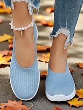 preiswerte Damen-Sneaker-Grüne Flyknit-Wanderschuhe für Damen – leichte, bequeme Slip-On-Schuhe für Spaziergänge im Freien, zum Einkaufen und zum Tragen den ganzen Tag