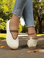 olcso Női lapos sarkú cipők-női széles, mezítlábas Mary Jane cipők – lélegző, gyémántmintás flyknit lapos talpú cipő parkban sétáláshoz, szabadtéri tevékenységekhez és hétköznapi kényelemhez