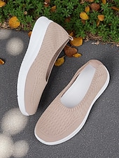 preiswerte Damen-Sneaker-Grüne Flyknit-Wanderschuhe für Damen – leichte, bequeme Slip-On-Schuhe für Spaziergänge im Freien, zum Einkaufen und zum Tragen den ganzen Tag