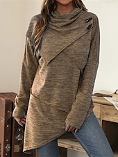 preiswerte Damen Einfache Oberteile-Damen Pullover Mode Täglich Lässig Einfarbig Gerippt Kapuze Gestrickt Langarm Normale Oberteile Stricken Täglich Ferien Ausgehen Schwarz Wein Herbst Winter