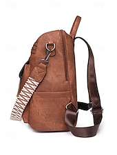 abordables Sacs à Dos de Mode-Sac à dos convertible en similicuir pour femme – Sac à bandoulière vintage multi-poches avec pompon pour les déplacements quotidiens, les voyages et le travail