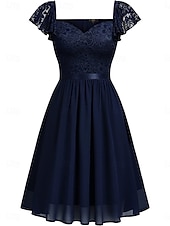 Damskie Sukienka mini Koronkowa sukienka Sukienka koktajlowa Sukienka dla gościa weselnego Szyfon Elegancja Moda Nowoczesny Na zewnątrz Spotkanie towarzyskie Regularny Równina Krótki rękaw W serek tanie Sukienki z szyfonu-Damskie Sukienka mini Koronkowa sukienka Sukienka koktajlowa Sukienka dla gościa weselnego Szyfon Elegancja Moda Nowoczesny Na zewnątrz Spotkanie towarzyskie Regularny Równina Krótki rękaw W serek