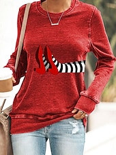 halpa Taide ja muotoilu huiput-Naisten Pullover-huppari Kuvitettu Halloween Vapaa-aika Pitkähihainen Tiukka pyöreä kaula-aukko Pyöreä kaula-aukko Tavalliset topit Katu Kausaliteetti Pyhäpäivä Painettu Musta Rubiini Sininen Apila