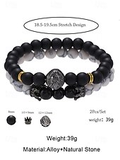 preiswerte Herrenschmuck-Herren Armband Armband-Set Schwarz-Weiß Naturstein Legierung Personalisierte Retro Ethnisch
