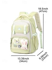 זול תיקי גב לילדים ונוער-תרמיל גב קל משקל ועמיד למים לילדה עם כיס קדמי שקוף וסיכת ארנב חמודה - תיק נסיעות חמוד לבית הספר, לקולג' ולטיולי סוף שבוע