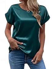 abordables Hauts Unis pour Femmes-Femmes T-shirt Uni Mode Moderne Manche Courte Col ras du cou Hauts Réguliers Quotidien Sortir Week-end Vert Claire Vert foncé Violet Gris Clair Été