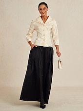 abordables Blouses Élégantes-Femmes Chemisier Hauts Élégants Hauts de soirée Élégant Travail Col en V Travail robe demoiselle d honneur Tenue d'Affaire Beige Printemps Automne Hiver