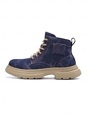 cheap Combat Boots-Women&#039;s Tie-Dye Canvas Work Boots with Chunky Sole – Casual Lace-Up Outdoor Boots for Harvest Festival, Farm Work and Fall Outings