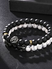 preiswerte Herrenschmuck-Herren Armband Armband-Set Schwarz-Weiß Naturstein Legierung Personalisierte Retro Ethnisch