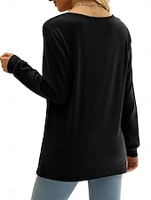 ieftine tricou simplu-Pentru femei Bluză Culoare solidă Stilat Casual Manșon Lung În V Topuri obișnuite Zilnic Negru Albastru piscină Portocaliu Bej Vară Primăvară