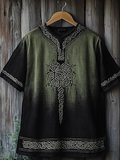 olcso Vintage pólók-Férfi Póló Pólók Rövidujjú póló Tee Top Rövid ujjú Terített nyak Nyár Törzsi Szüret Dizájn Alap Nyomtatott Vakáció Utca Alkalmi Sárga Lóhere Férfi felső póló