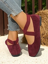ieftine Pantofi Joși de Damă-Pantofi sport pentru femei cu vârf lat și baretă încrucișată – pantofi casual confortabili pentru purtare zilnică, picnicuri în grădină și weekenduri la fermă