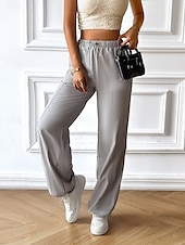 cheap Pants-Women&#039;s Sweatpants Chinos Fashion Streetwear Full Length High Waist Plain Elastic Waistband Comfy Soft Comfortable Micro-elastic Outdoor Street Apricot Gray Summer Spring Regular Fit