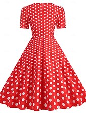 levne Šaty-Retro 50. léta Rockabilly Ke kolenům Šaty Houpací šaty Flare šaty Kostkovaný Vzor gingham Puntíkované Dámské Karneval Plesová maškaráda Dovolená Na den Retro tematická párty Dospělí Šaty Jaro léto